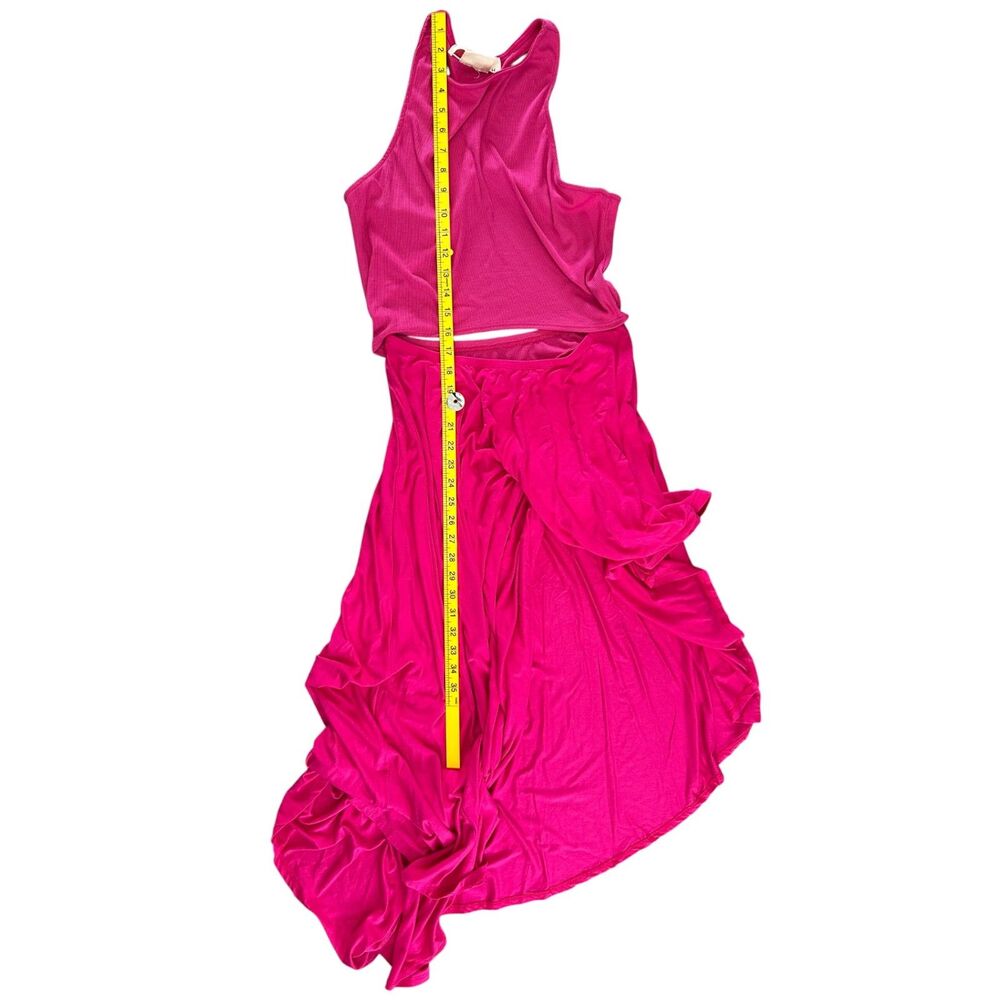 Free People FP Beach Bethany Midi Dress Pink Cutout Racerback Asymmetrical Sz M - Picture 11 of 11